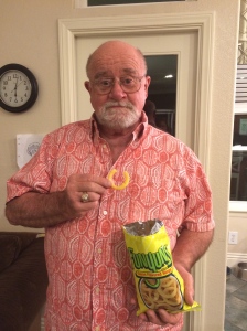 I still can't believe that he hasn't tried Funyuns before...