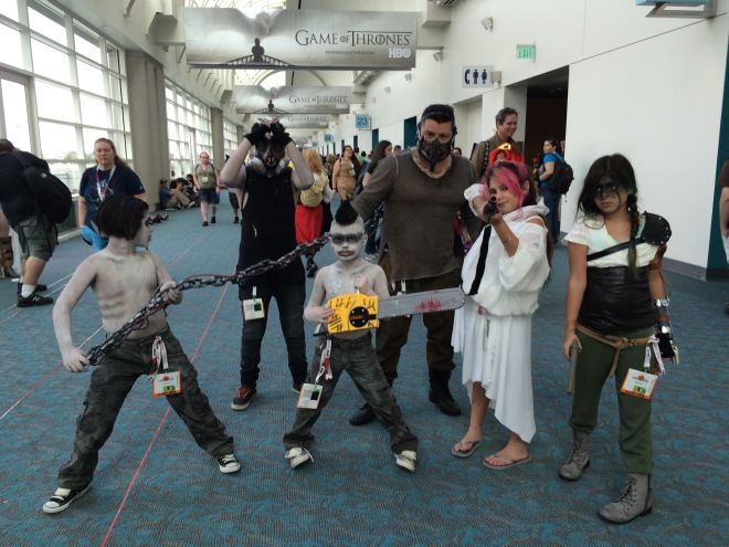 The family that cosplays together...  from the latest Mad Max universe